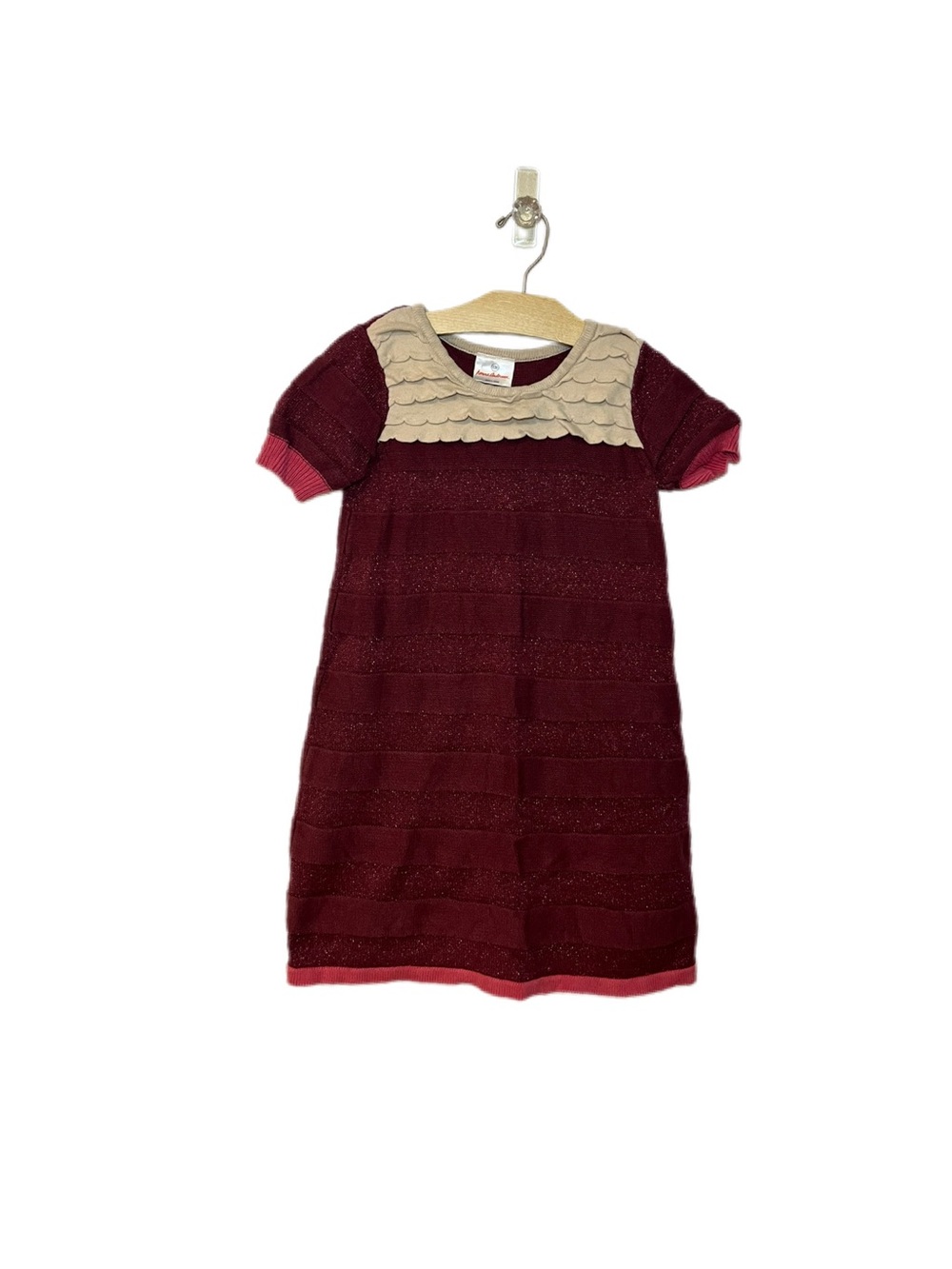 Hanna Andersson 120 / 6-7 Short Sleeve Ruffle Sweater Dress